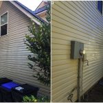 before and after washing exterior wall